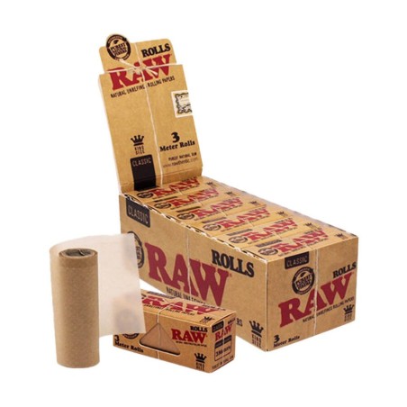RAW Rolls papier à rouler non blanchi – Rouleau King Size 3 m x 53 mm