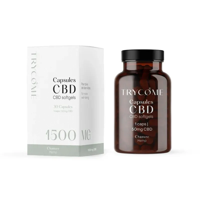 Capsules CBD 10% Trycome — 50mg par Capsule, Huile Bio | Cocorikush