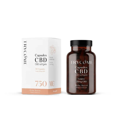 CBD-Kapseln 5 % 25 mg Trycome – Pfirsich-Aprikosen-Geschmack, Bio-Öl aus der Schweiz | Cocorikush