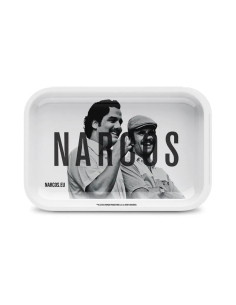 Narcos Rolltablett, weiß, 14 x 18 cm – Schwarz-Weiß-Design, Metall | Cocorikush