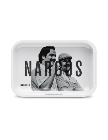 Narcos Rolltablett, weiß, 14 x 18 cm – Schwarz-Weiß-Design, Metall | Cocorikush