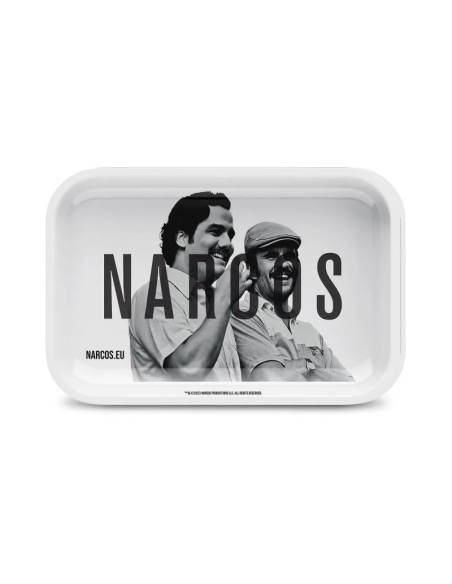 Narcos Rolltablett, weiß, 14 x 18 cm – Schwarz-Weiß-Design, Metall | Cocorikush
